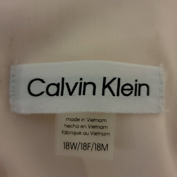 Calvin Klein Size 18W Light Pale Pink Mini Midi Dress Bow Detail Sheer Sleeves - Picture 9 of 11